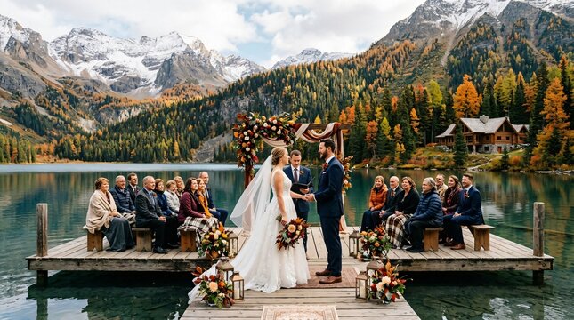 Mountain Lake Wedding Ceremony Autumn Alps Alps Autumn Alpine Lake Wedding Vows.