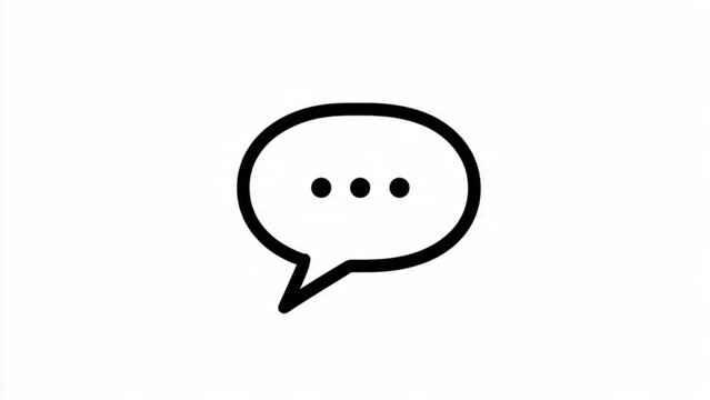 Black speech bubble with three dots on white background