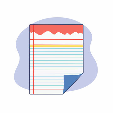 Lined Paper with Torn Edge and Blue Background