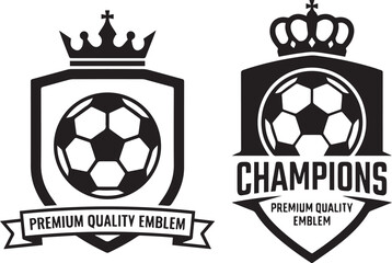 Premium soccer champion shield emblems with crowns © alif74