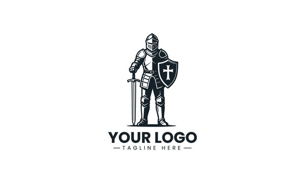 A medieval armored knight holding a large broadsword and shield heroic