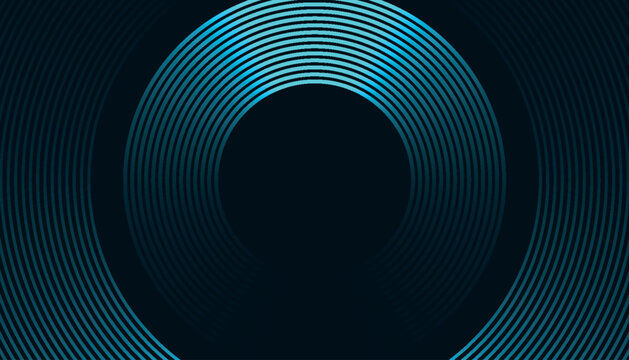 Abstract techno background with modern shiny green curved lines. Futuristic design with glowing rotating moving circle line elements.
