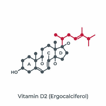 Chemical structure diagram of Vitamin D2 Ergocalciferol molecule on white background 1.