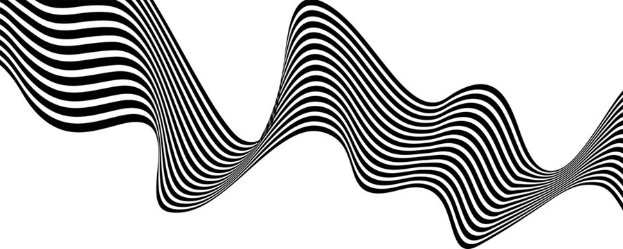 optical art abstract background wave design black and white