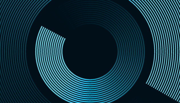 Abstract techno background with modern shiny green curved lines. Futuristic design with glowing rotating moving circle line elements. Vector VOL. 3