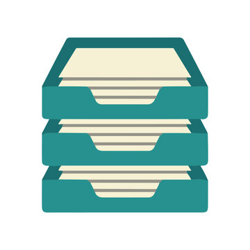 Stack of green file boxes.