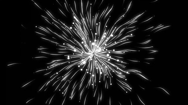 Bright radial speed burst animation featuring glowing white streaks and velocity effects on deep black background, seamless comic overlay in ultra HD 4K