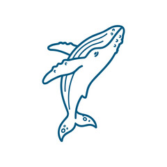 Naklejka premium Whale jumping out of water illustration.