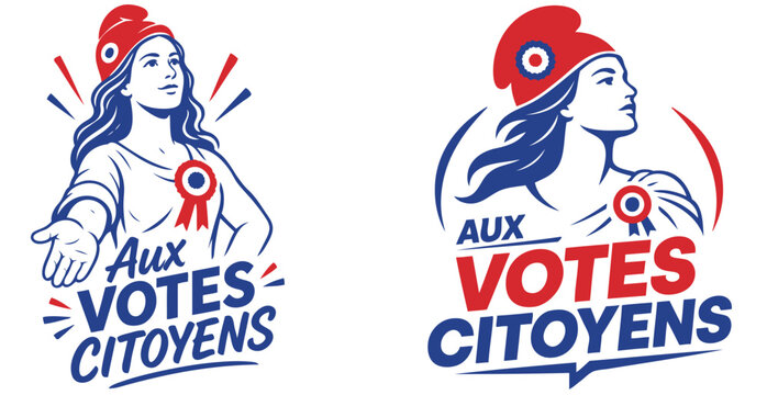 Marianne fran&ccedil;aise dans un graphisme institutionnel d&eacute;di&eacute; au vote