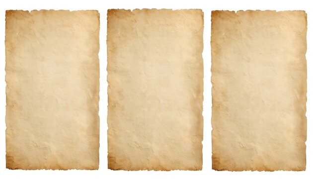 Vintage paper or parchment sheets set isolated on white