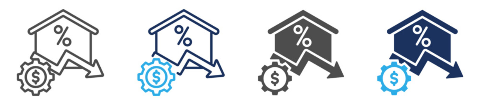 reduction icon set multiple concept