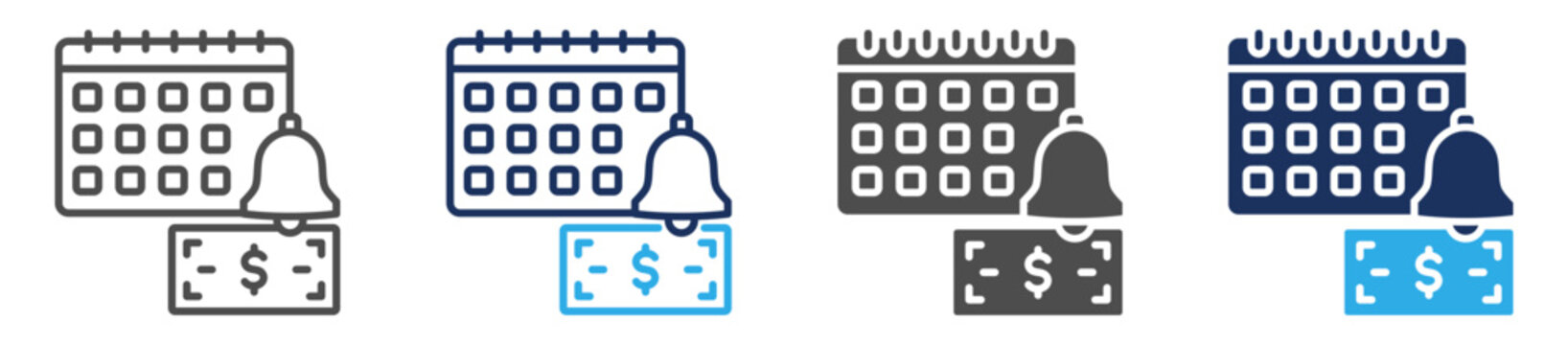 monthly payment icon set multiple concept