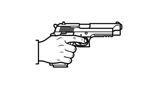 Hand holding a semi automatic pistol.