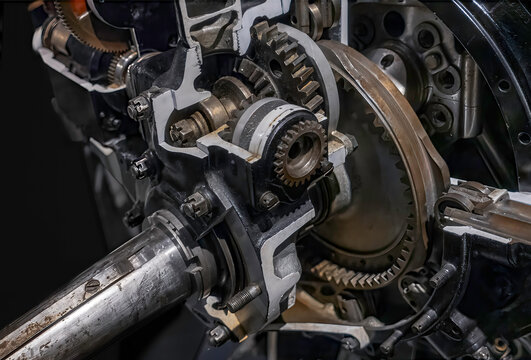 Close up of part of a Sherman tank transmission, nobody