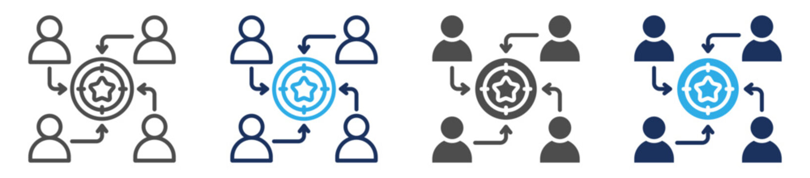 common goals icon set multiple concept
