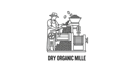 Naklejka premium Man operating a dry organic mill.