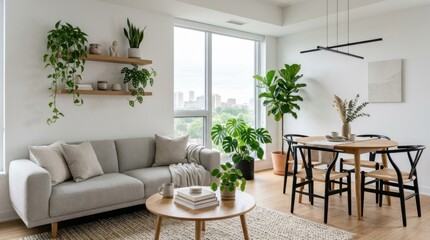 Fototapeta premium Minimalist Living Room with Modern Decor for Interior Design