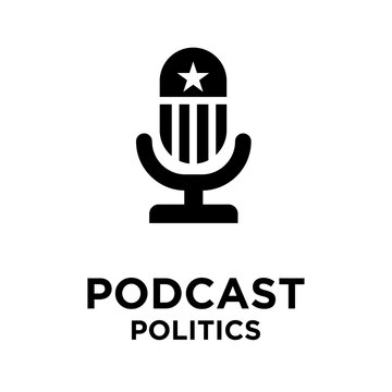 Podcast Politics Logo with American Flag Microphone Icon