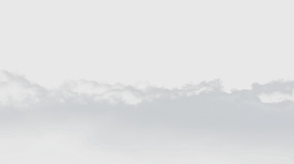 Clouds drift in the sky above a white background with no distractions or objects present in the scene at midday, PNG with a light overlay © Liubov