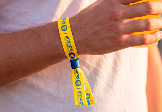 Blank fabric festival wristband mockup