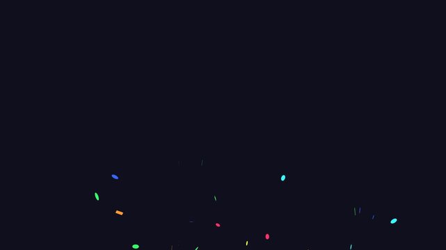 Colorful confetti exploding and falling down on a dark background