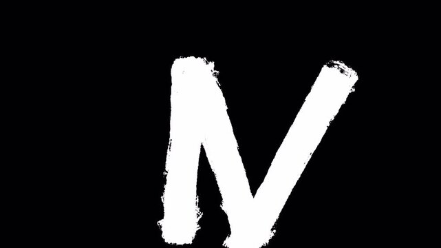 Abstract White Letter N Animated Hand Drawn Scribble Effect.