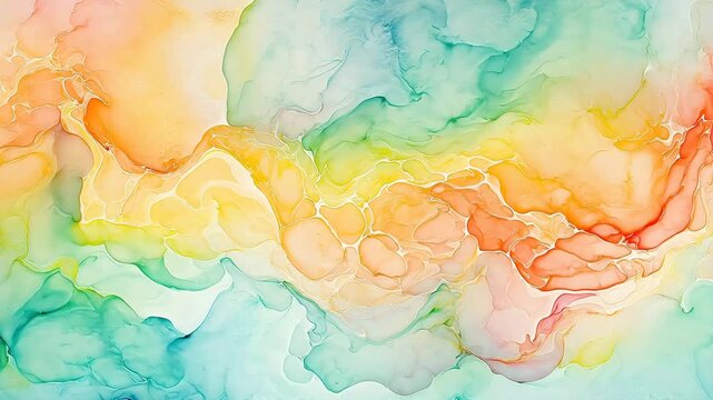 Artistic orange and green watercolor paint abstract  background