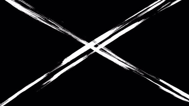 Abstract White Painted Cross Symbol Animation on Solid Black Background.