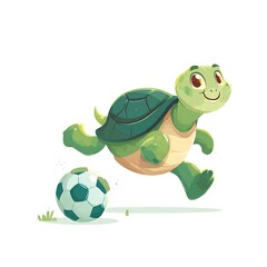Fototapeta premium Cute cartoon frog with big smile sitting on lily pad.