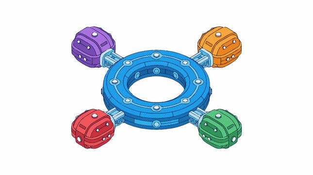 Abstract colorful scientific molecule model illustration.