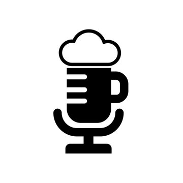 Beer Podcast Microphone Icon - Foamy Drink Audio Symbol