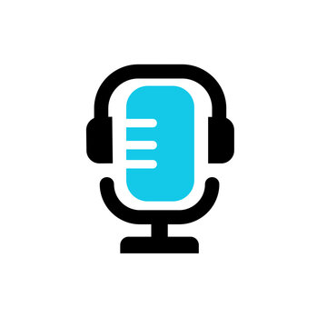 Podcast Microphone and Headphones Icon for Audio Recording and Streaming