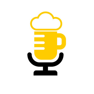 Beer Mug Microphone Podcast Logo Icon for Brewcast or Craft Beer Talk Show