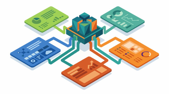 Centralized data hub connecting multiple information displays.