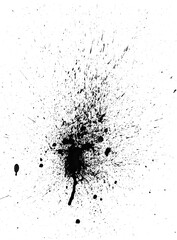 Fototapeta premium Black blood splatter texture with ink splashes isolated on white background