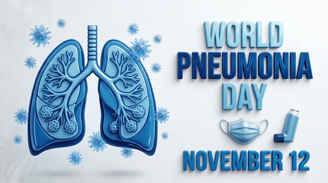 World pneumonia day awareness campaign with lungs and protective gear