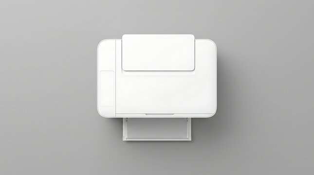 Isolated top view of a white home printer mockup for branding presentation business documents document workflow management