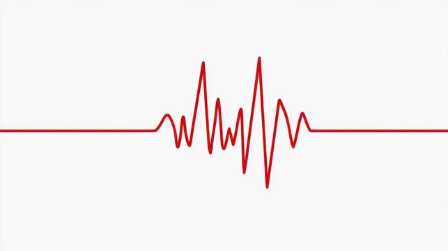 Heartbeat Wave: A vibrant red heartbeat waveform, symbolizing life, health, and vital signs, pulses across a clean white background.