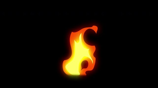 Animation Fire flame ,2d and cartoon style seamless loop, smooth flicker motion and glowing fire suitable fx compositing and stock footage. alpha channel only 4k