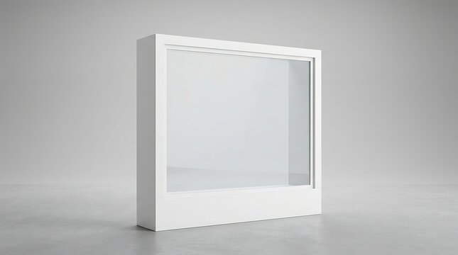 Modern white retail store window display mockup for branding presentation showcases promotional advertising graphics