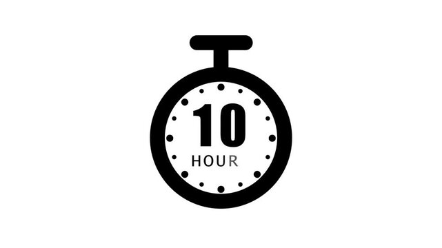 Analog clock with 10 hour o'clock isolated on white background