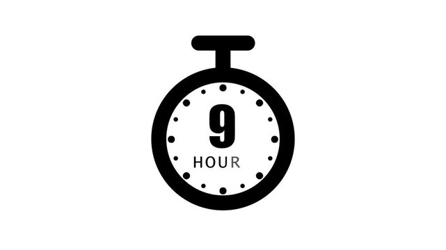 Analog clock with 9 hour o'clock isolated on white background