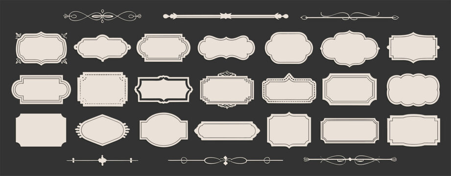 Set of luxury vintage frames, collection of retro labels, badges and banners vector decorative elements