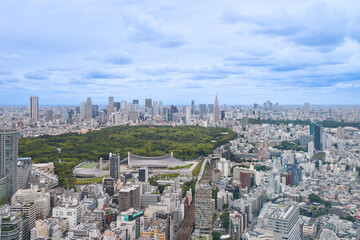 代々木公園と新宿高層ビル群を望む東京のパノラマ風景 © mametora