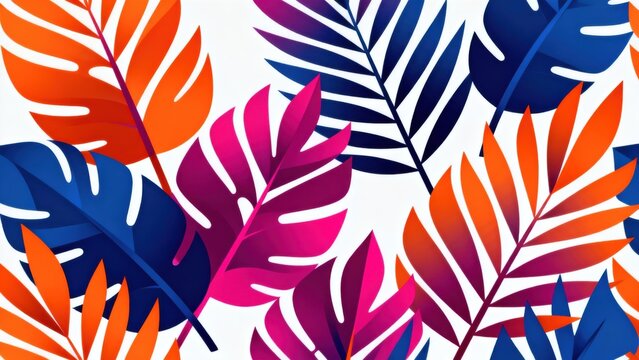 Colorful Tropical Leaf Pattern