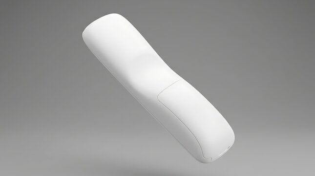 Isolated white plastic remote controller mockup for smart home automation systems technology and wireless signal interface