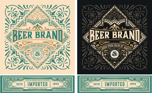 Vintage beer label set