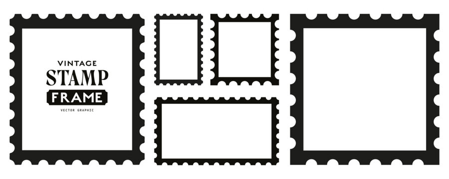 Stamp post vector with frame postage border and paper vintage shape. Edge old square with label postcard letter and blank background travel. Seal card stamp with mark rectangle