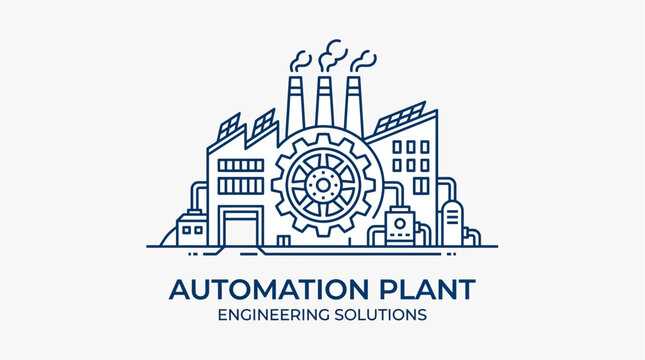 Automation plant engineering solutions logo design.