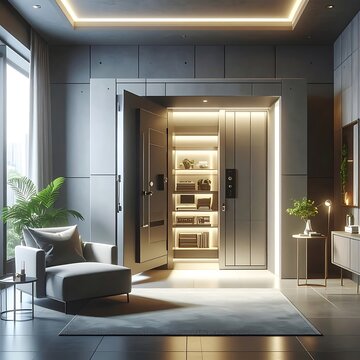 Modern luxury interior with safe room.